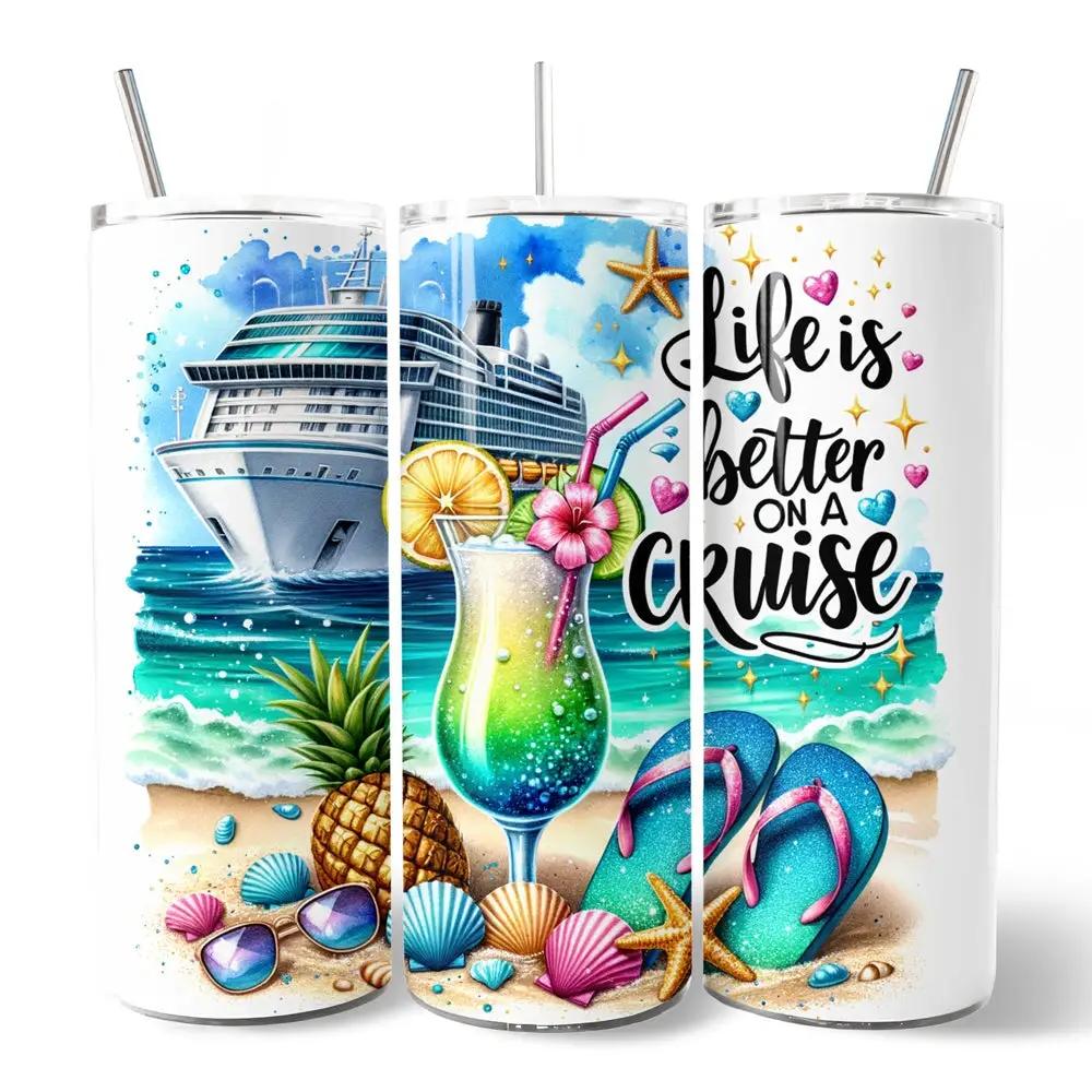 20oz Tumbler with lid and straw cruise art OrnamentallyYou set of 3 on Tampa Home & Garden Store