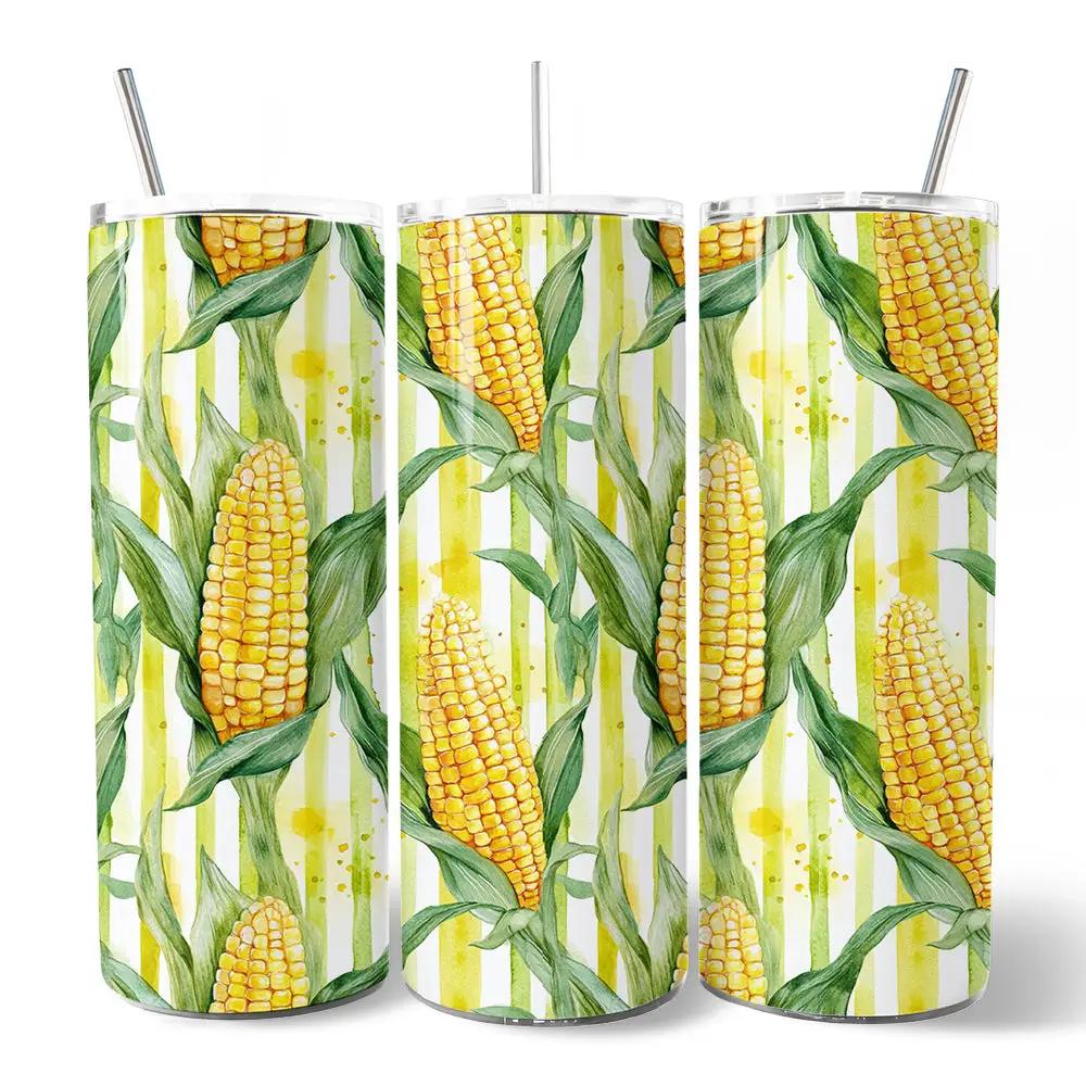 Farm Fresh Corn Pattern 20oz Tumbler with Lid 3-pack OrnamentallyYou on Tampa Home & Garden Store