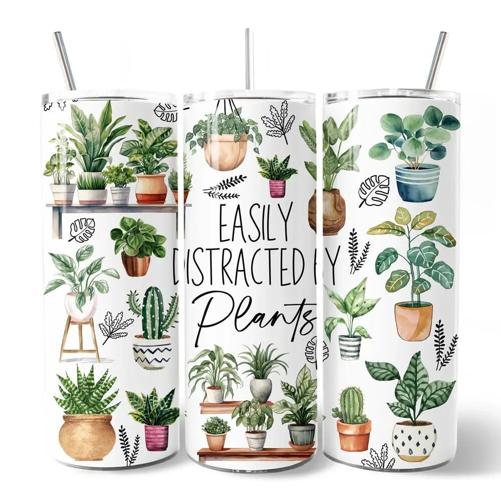 Tumbler set of 3 20oz with funny botanical life plant art by OrnamentallyYou on Tampa Home & Garden Store