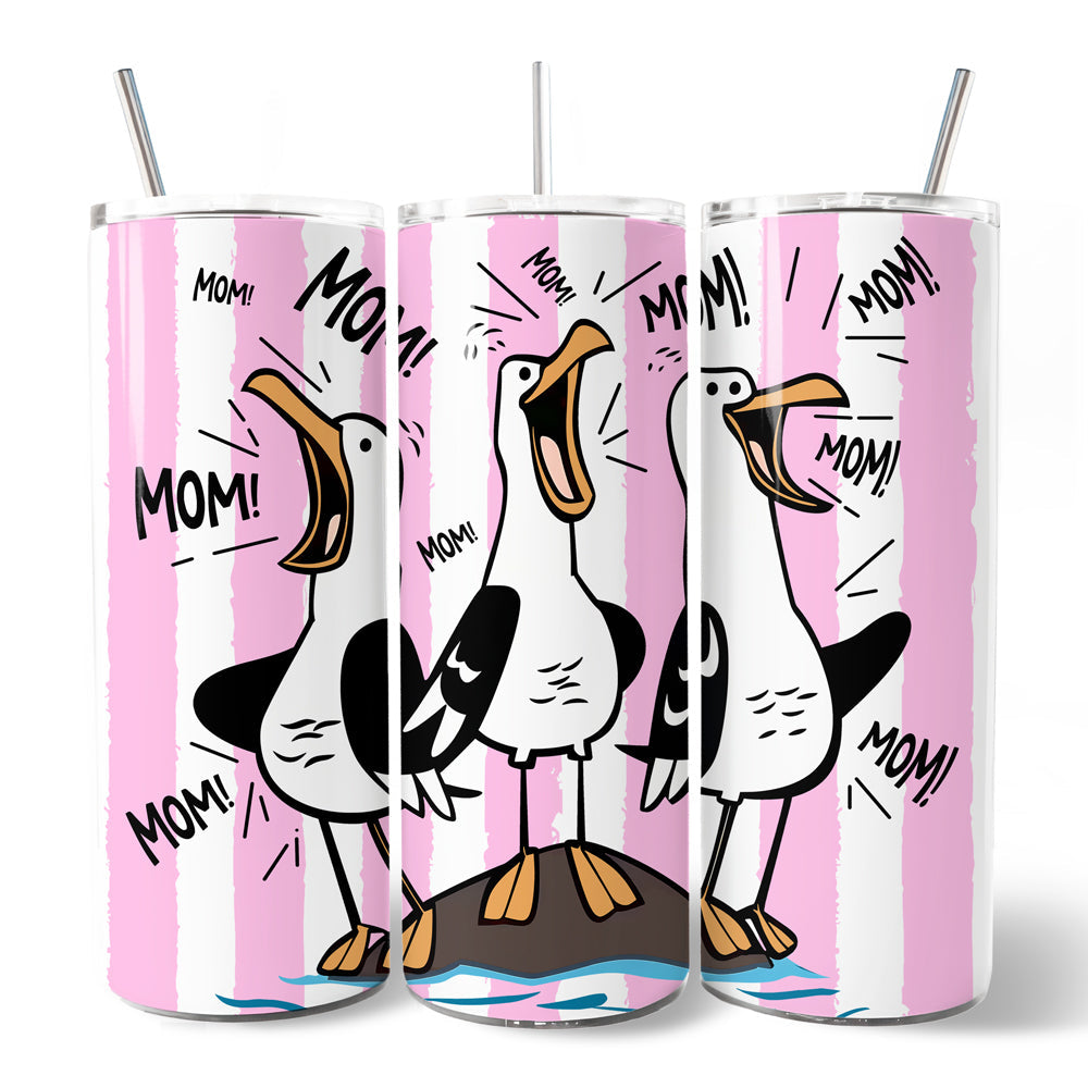 Pink Coastal Seagull Mom 20oz Tumbler and Straw