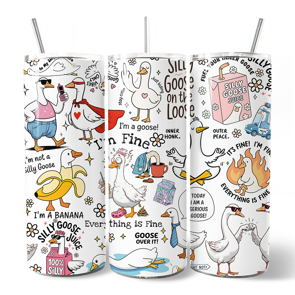 Funny Silly Goose Tumbler With Lid and Stainless Steel Straw, Humor Meme Travel Mug Gift