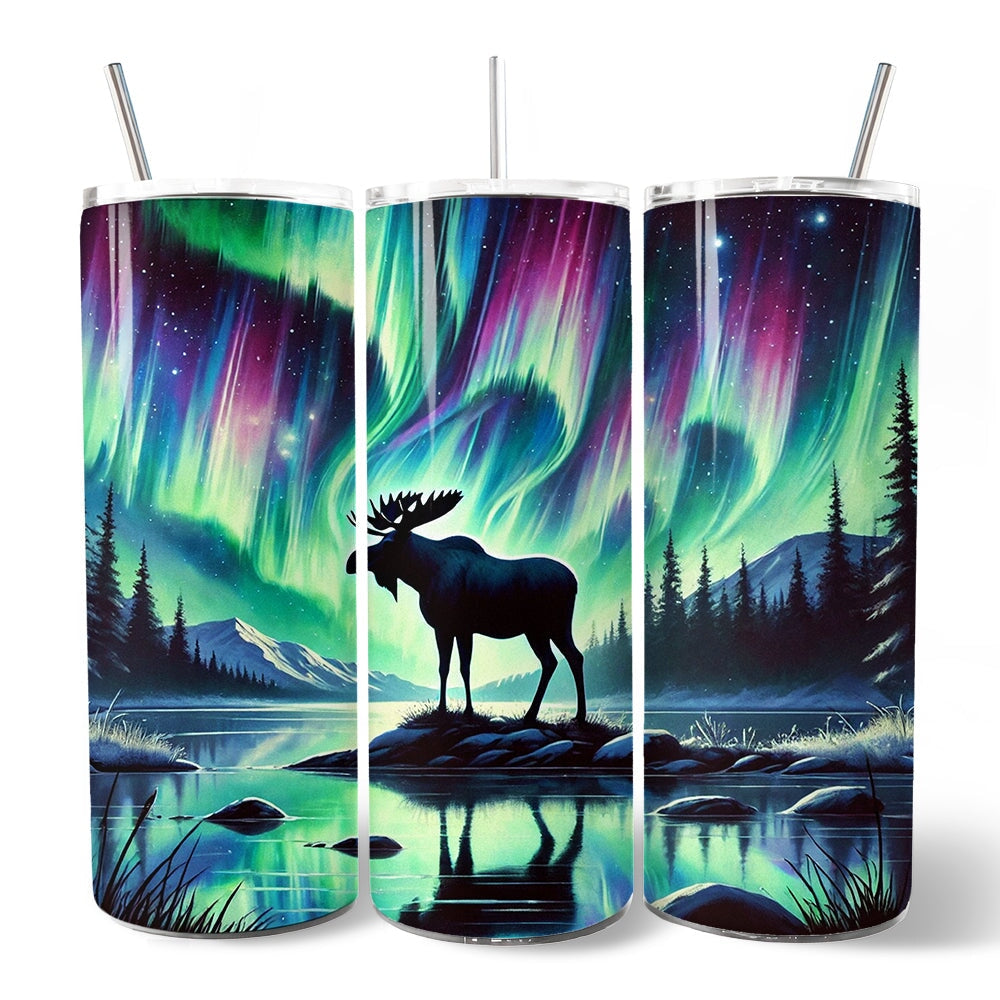 Majestic Moose and Northern Lights Tumbler