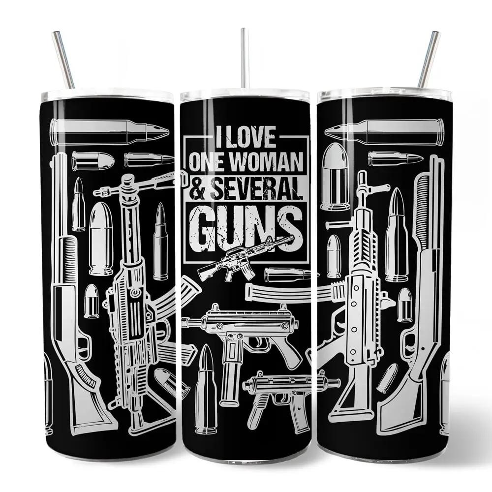 3-pack Patriotic 2nd Amendment 20oz Tumbler with Straw black with white gun graphics on Tampa Home & Garden Store
