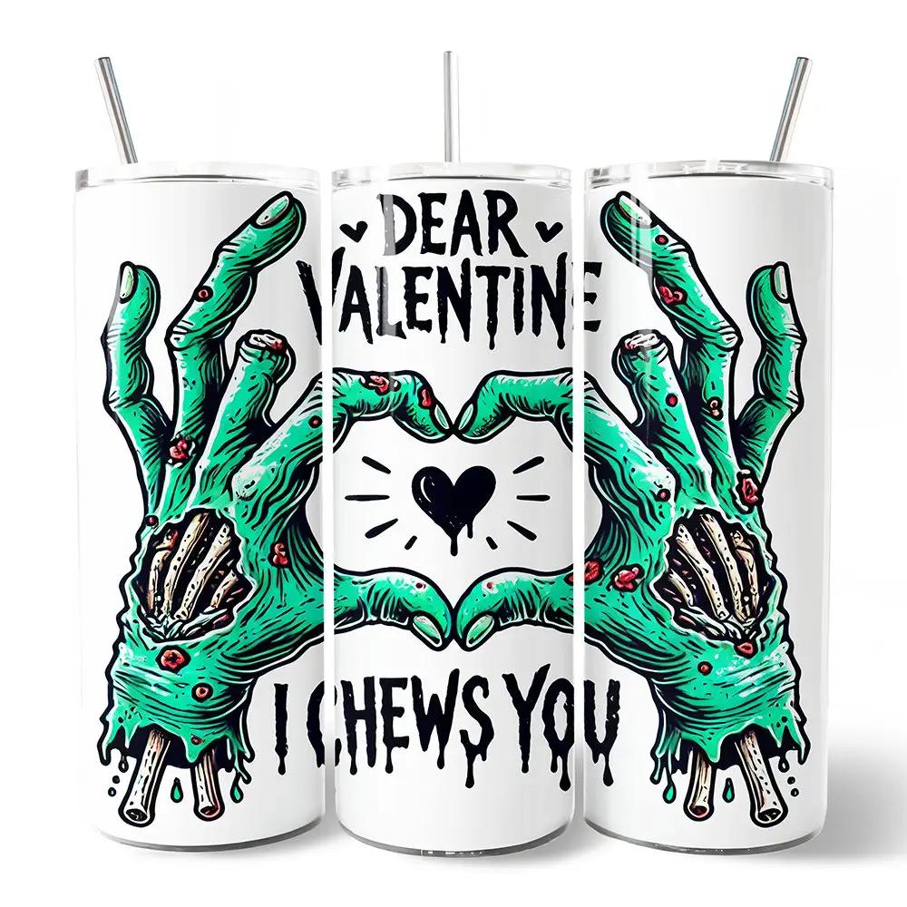 Three-teal zombie-hand tumbler set with a heart motif I Chews You OrnamentallyYou on Tampa Home & Garden Store