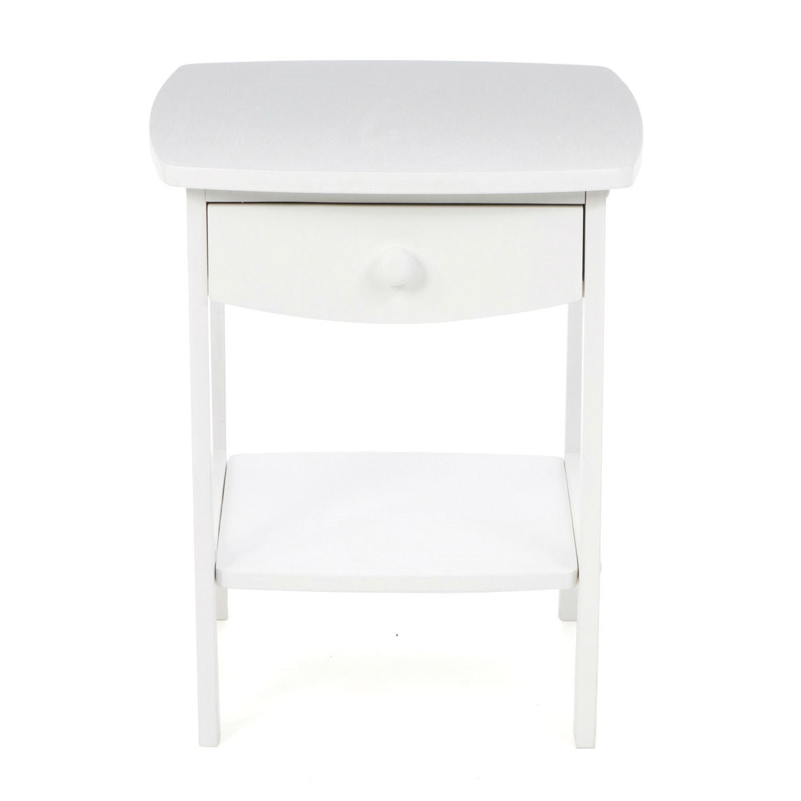 Mesita de noche contemporánea de madera blanca con 1 cajón