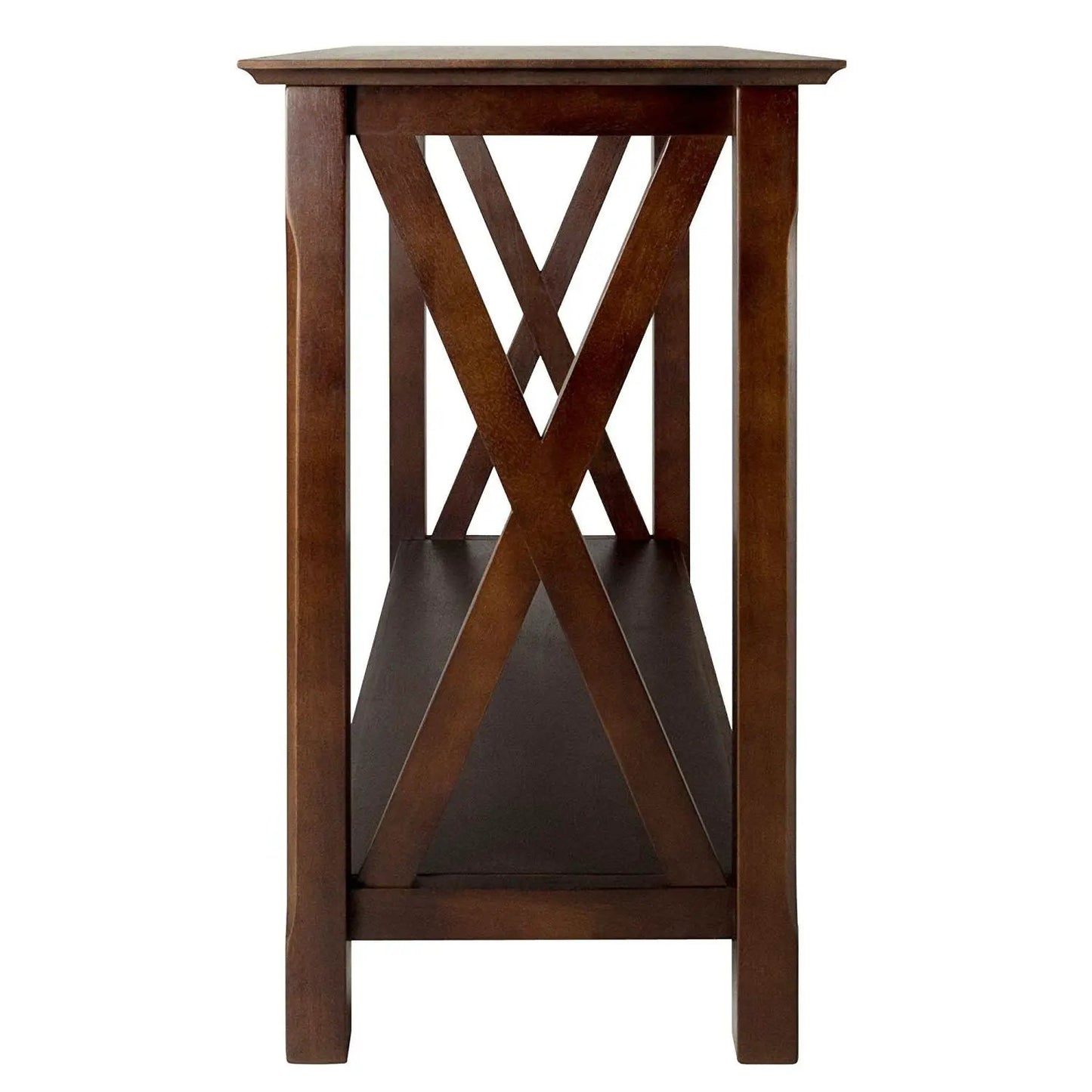 Cappuccino Brown Wood Console Sofa Table with Bottom Shelf - Tampa Home & Garden Store