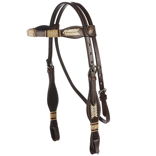 WD-SBH11 Natural Rawhide Scalloped Quick Change Browband Headstall Mayatex brown leather on Tampa Home & Garden Store