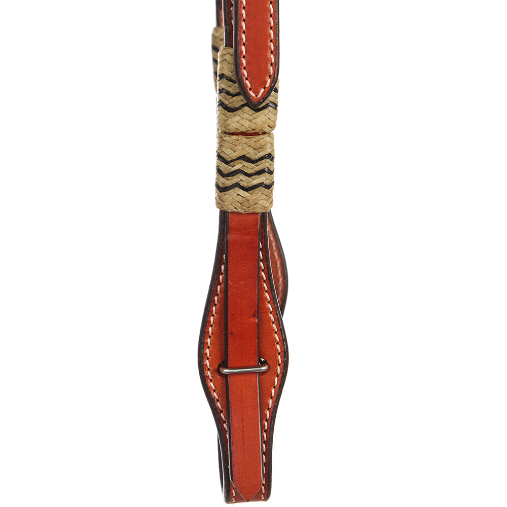WD-SEH4 Chestnut Rawhide Quick Change Single Ear Headstall with braided crown and cheeks on Tampa Home & Garden Store