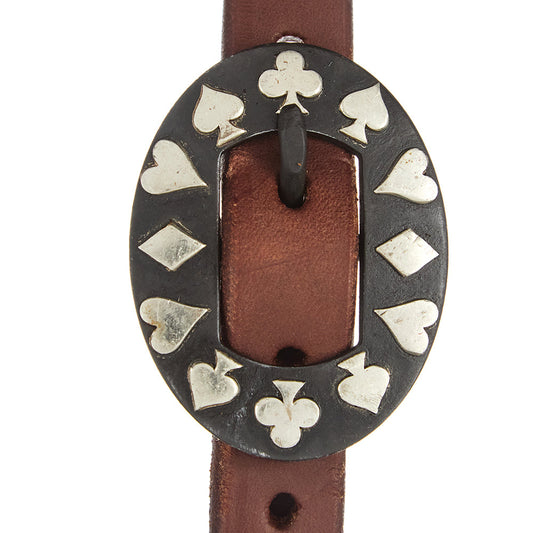 Mayatex WD-SEHO-16 heavy oil harness leather single-ear headstall with silver card-suit concho on Tampa Home & Garden Store