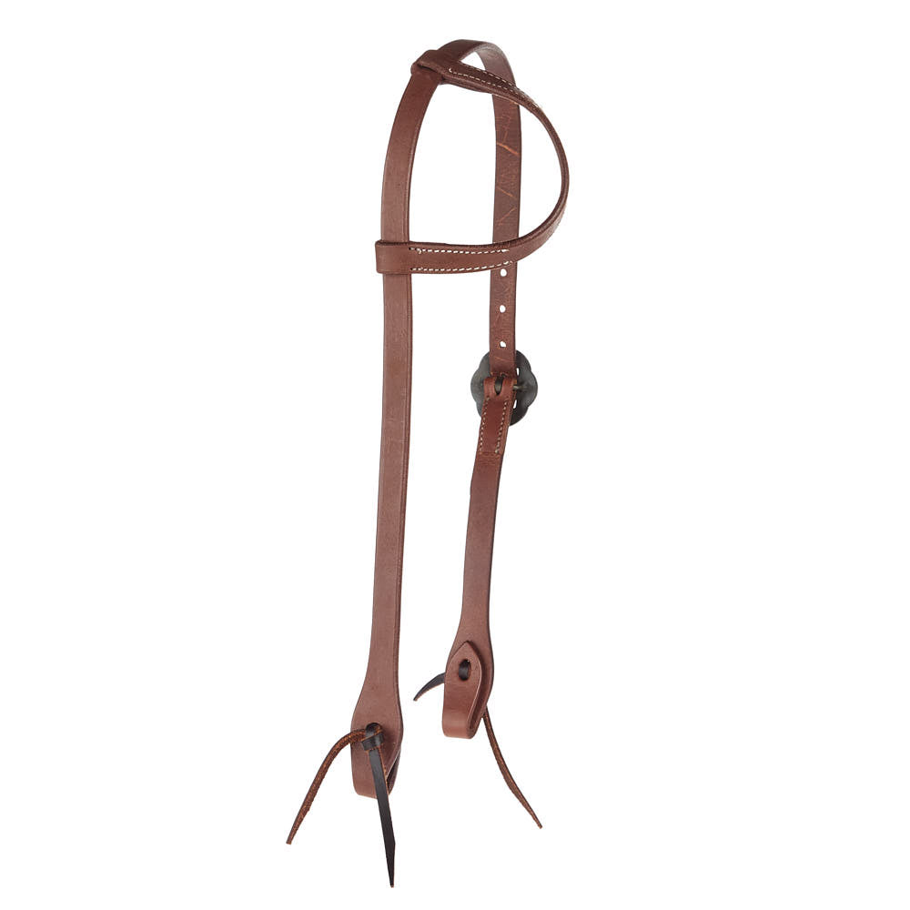 WD-SEHO-18 heavy oil harness leather single-ear headstall with double flower buckle Mayatex on Tampa Home & Garden Store