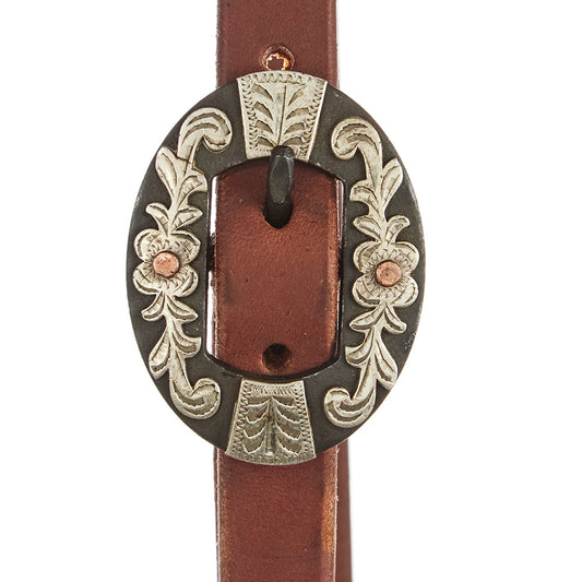 Headstall Mayatex harness leather oval floral concho with single buckle slit ear on Tampa Home & Garden Store