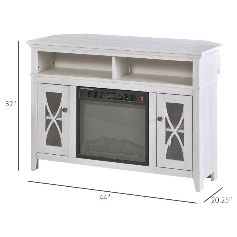 Rustic White Electric Fireplace Mantel TV Stand w/ Adjustable Shelves 2 Storage Cabinets - Tampa Home & Garden Store