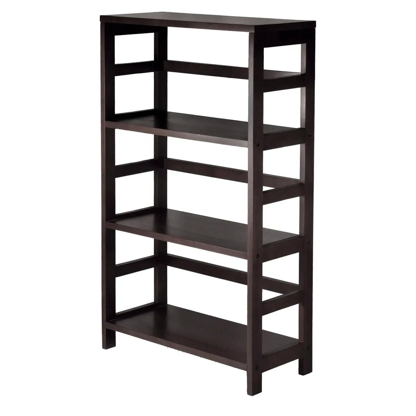 Wide 3-Shelf Modern Shelving Unit in Espresso Wood Finish - Tampa Home & Garden Store