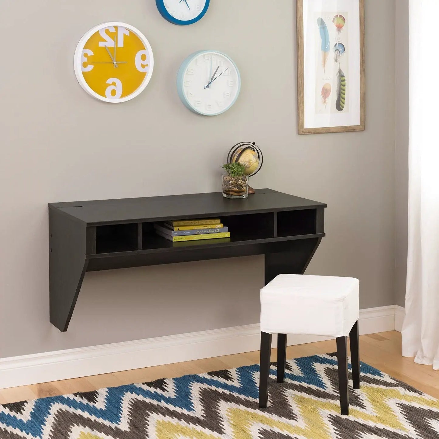 Contemporary Space Saver Floating Style Laptop Desk in Ebony - Tampa Home & Garden Store