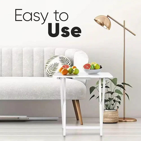 Set of 2 white wood folding TV tray tables for living room use on Tampa Home & Garden Store