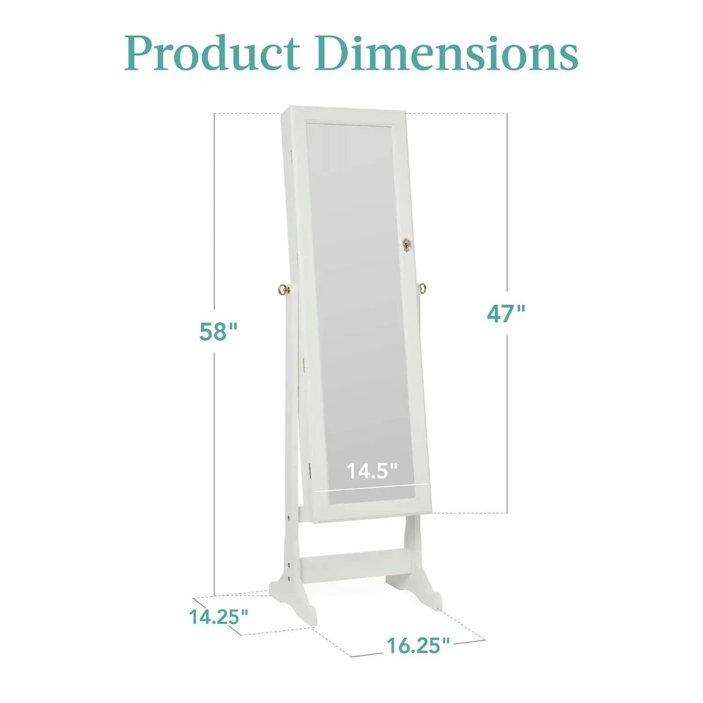 2-in-1 White Freestanding Mirror / Jewelry Organizer Armoire Cabinet - Tampa Home & Garden Store