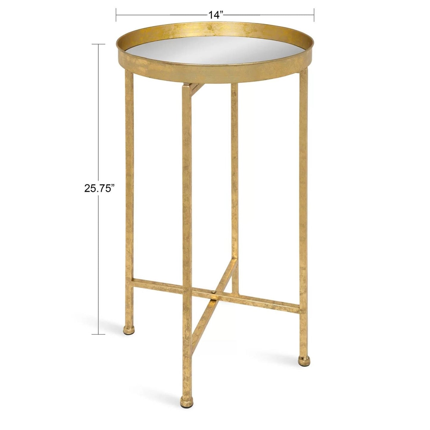 Gold Metal Round Nightstand and a Removable Tray