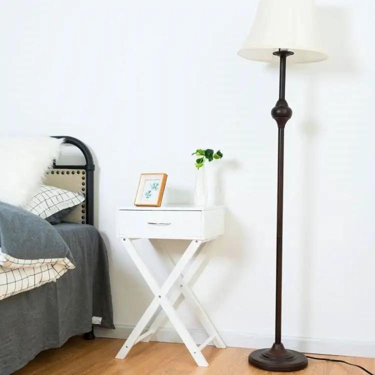 White X-Shape 1-Drawer Nightstand with crossed legs, compact bedside storage on Tampa Home & Garden Store