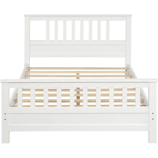 White Pine Wood Slatted Platform Headboard Footboard Full Size Bed - Tampa Home & Garden Store
