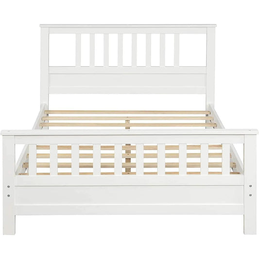 White pine wood slatted platform bed with headboard and footboard HomePacific on Tampa Home & Garden Store