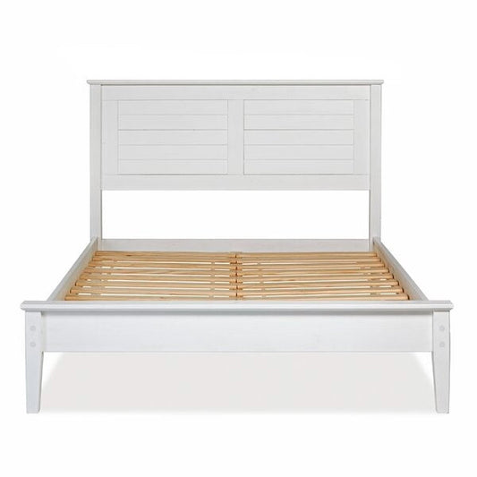 Contemporary White Solid Pine Platform Bed in Queen Size - Tampa Home & Garden Store