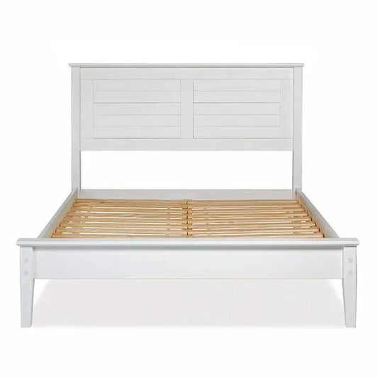 Contemporary white pine platform bed queen size with paneled headboard by HomePacific on Tampa Home & Garden Store