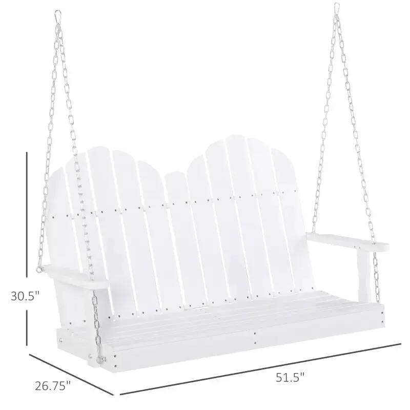 White Solid Wood 2-Seater Hanging Patio Porch Swing - Tampa Home & Garden Store
