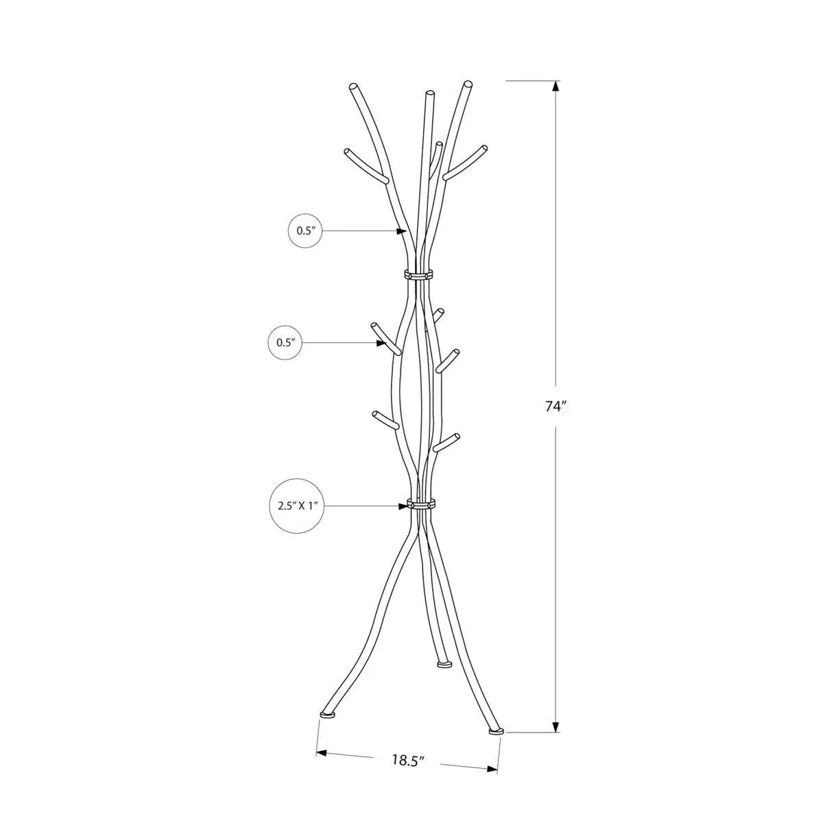 74-inch White Metal Coat Rack Entryway Hall Tree Umbrella Stand - Tampa Home & Garden Store