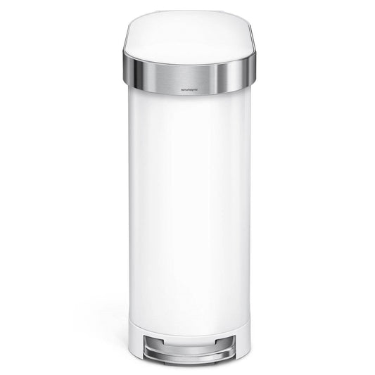 Cubo de Basura Estrecho de Cocina Blanco de 12 Galones con Tapa de Paso Fácil