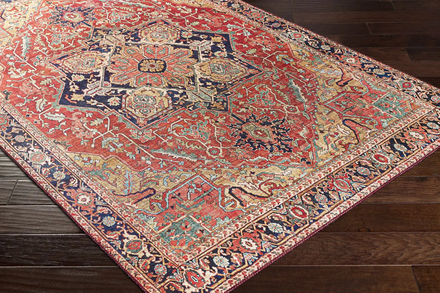 Whittingham machine woven area rug in denim with intricate medallion motif, Boutique Rugs on Tampa Home & Garden Store
