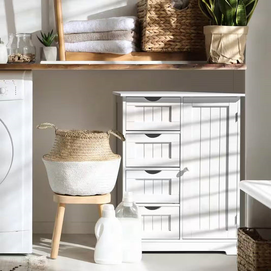 Modern Farmhouse 4-Drawer Linen Cabinet White with beadboard doors on Tampa Home & Garden Store