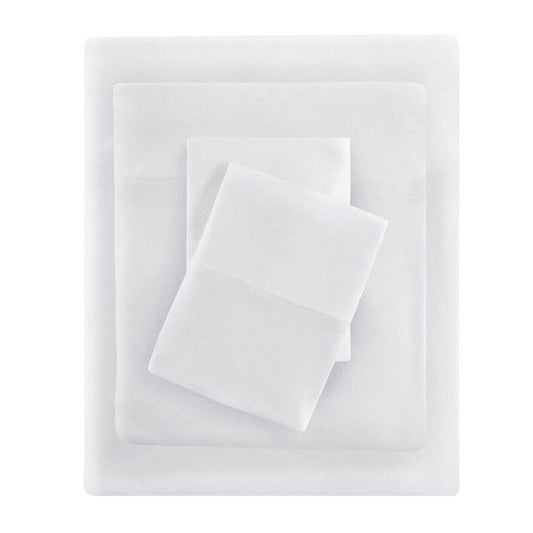 Twin Size 4-Piece Cotton Blend Jersey Sheet Set in White - Tampa Home & Garden Store