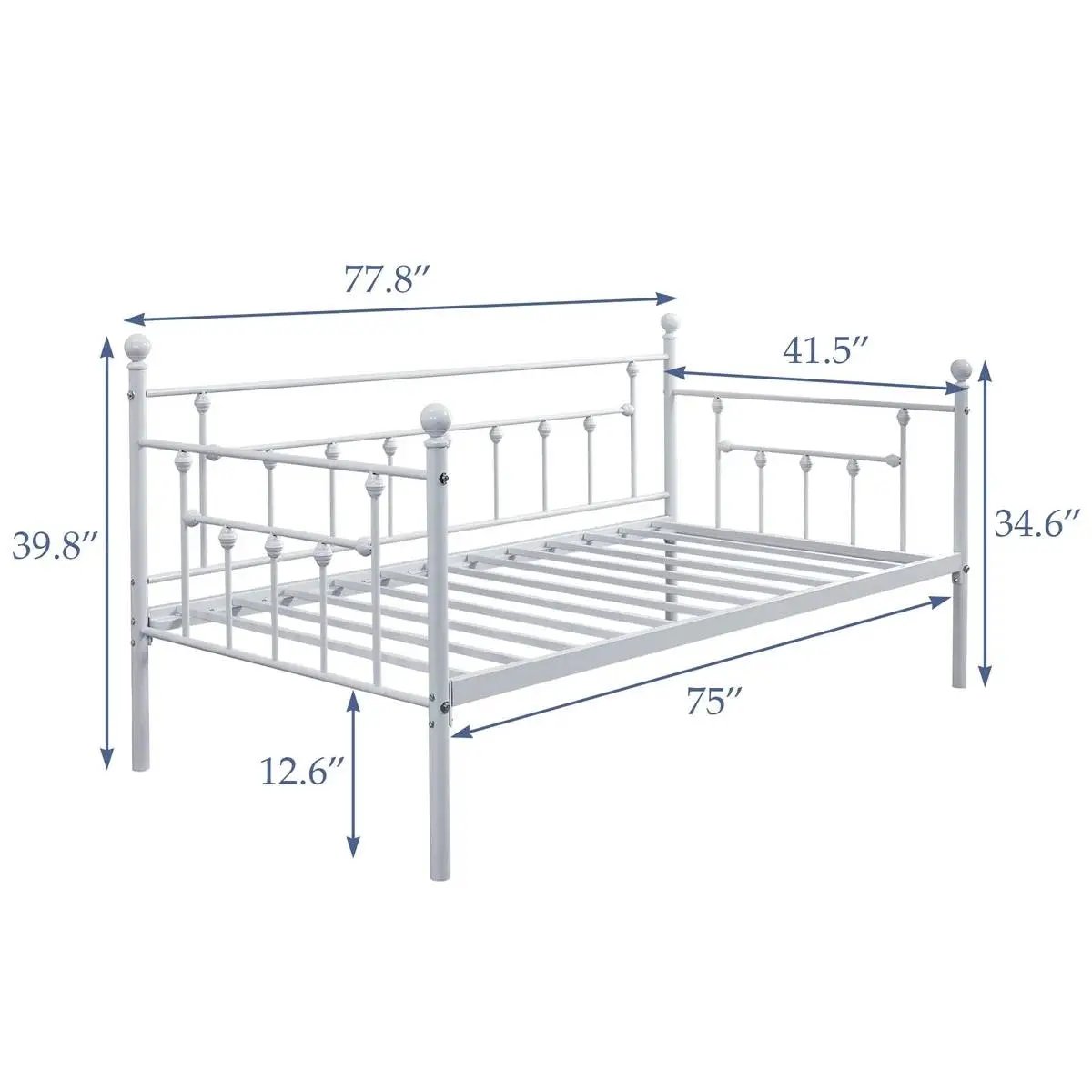 Twin size Farmhouse Daybed Frame in White Metal Finish - Tampa Home & Garden Store