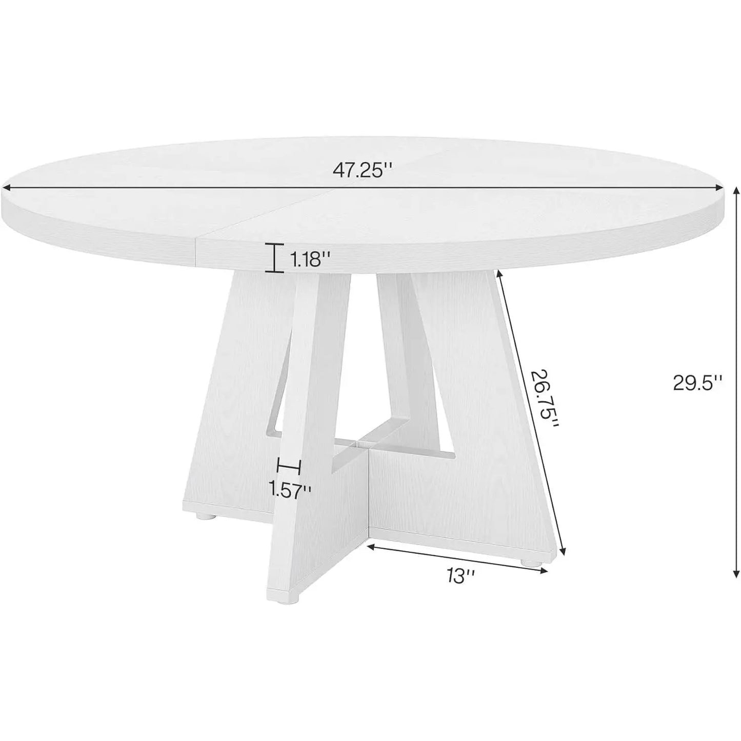 Modern Kitchen Round Circular Dining Table in White Wood Finish - Tampa Home & Garden Store