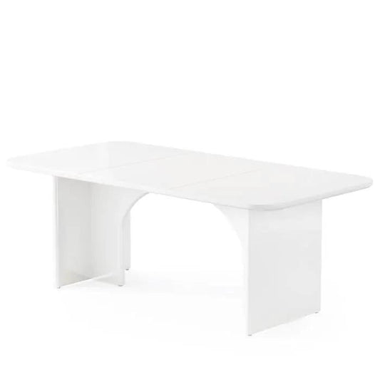 White modern extra-large executive desk for home office with curved center support by HomePacific on Tampa Home & Garden Store