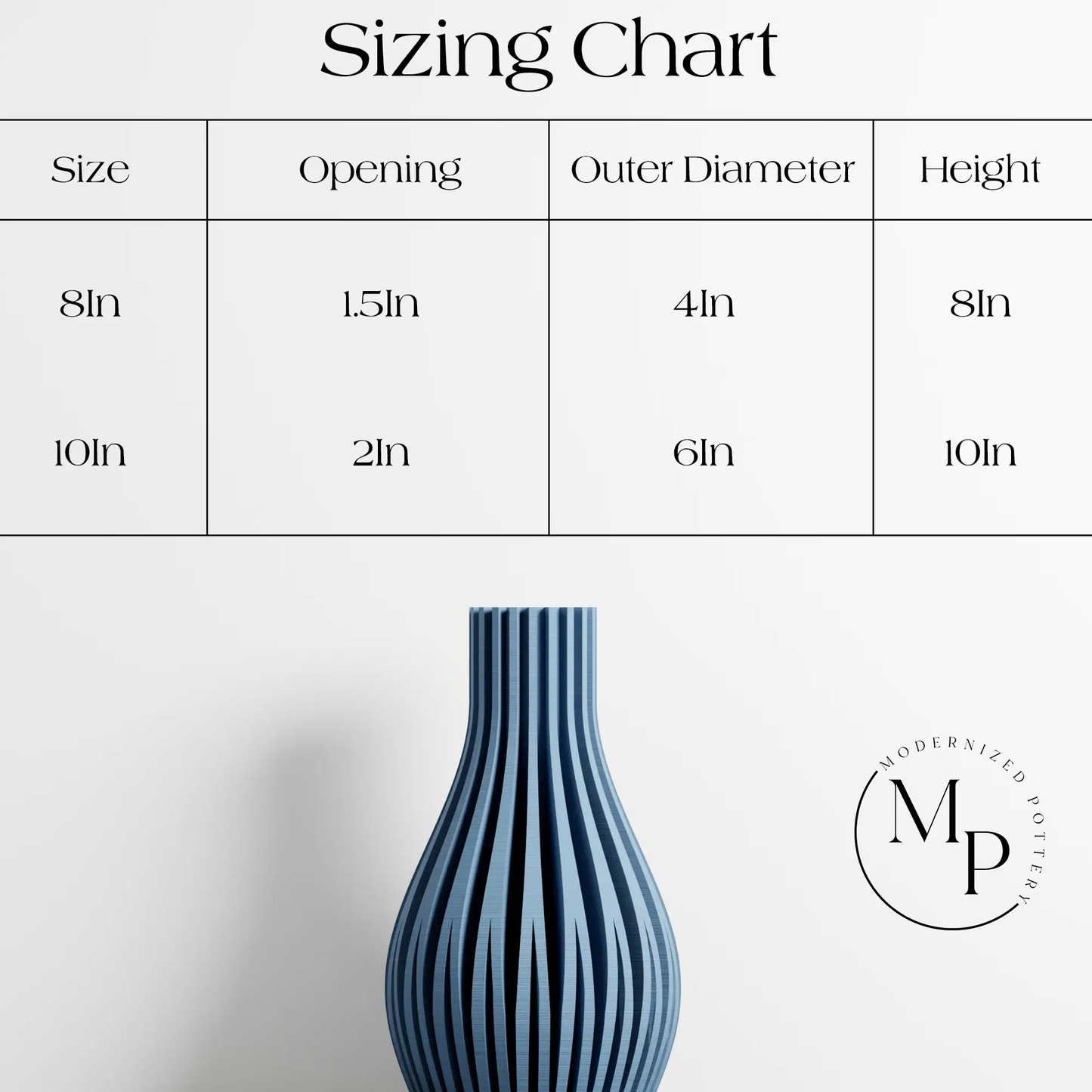 Willow Vase blue ribbed ceramic vase by Modernized Pottery for home decor on Tampa Home & Garden Store