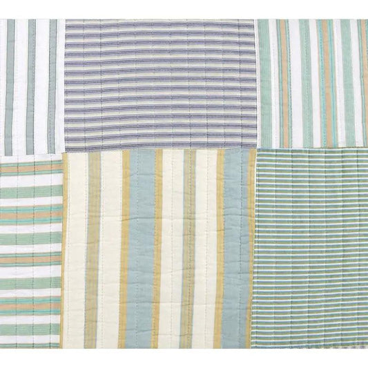 King Size Reversible Patchwork Cotton Quilt Set with pastel striped blocks by HomePacific on Tampa Home & Garden Store