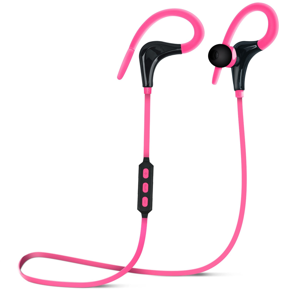 Marathon Wireless Sports Earphones Active pink loop earhooks with black housings on Tampa Home & Garden Store