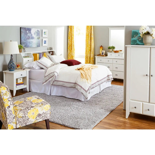 White 6-drawer dresser, traditional style, USA-made by HomePacific, in a bright bedroom on Tampa Home & Garden Store