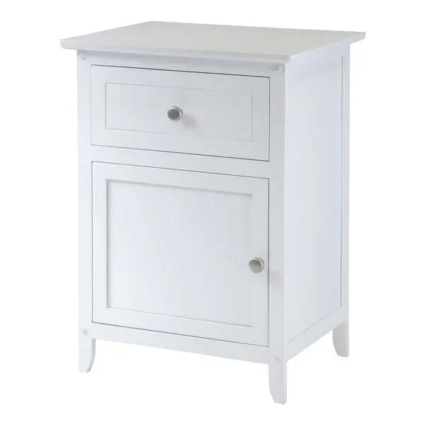 White 1-Drawer Bedroom Bedside Table Cabinet Nightstand End Table - Tampa Home & Garden Store