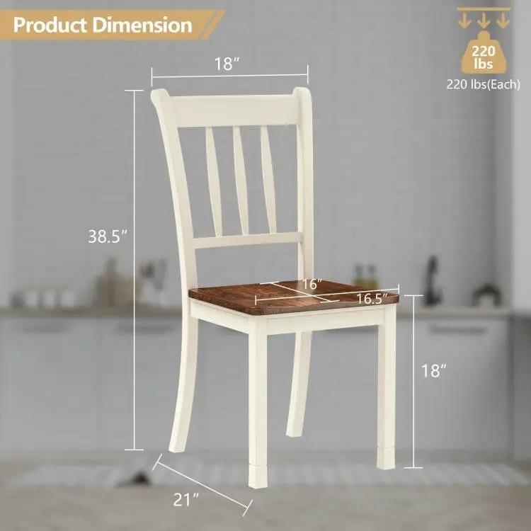 Set of 2 white solid wood Mission armless dining chairs with brown seats by HomePacific on Tampa Home & Garden Store
