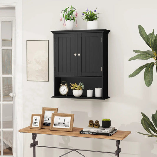 Wall Mount Cabinet with Doors, black DirectDeals medicine cabinet, wall-mounted with shelf on Tampa Home & Garden Store