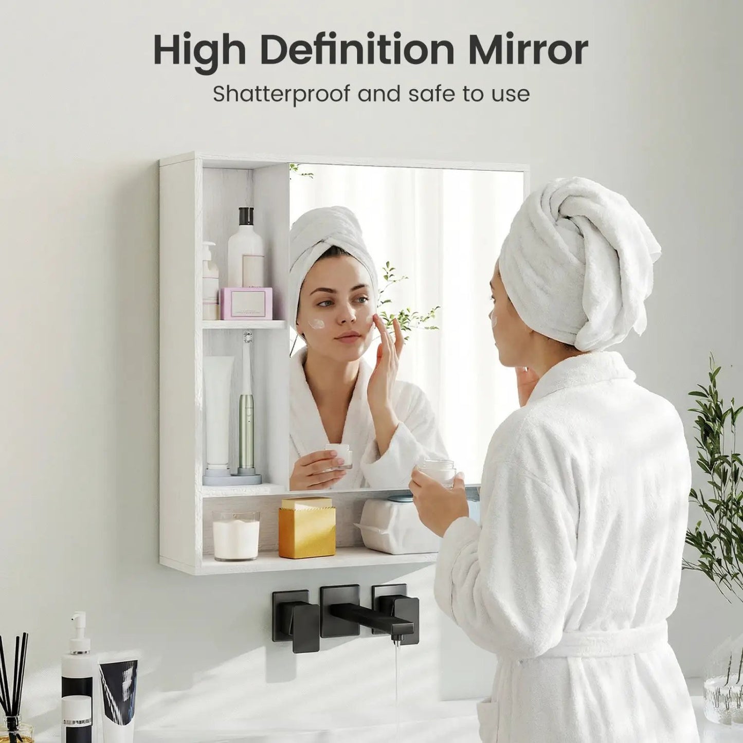 Wall mounted bathroom medicine cabinet with mirror in white wood finish DirectDeals on Tampa Home & Garden Store