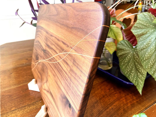 Walnut Charcuterie Board with cherry banding and dark edge, serving tray on Tampa Home & Garden Store