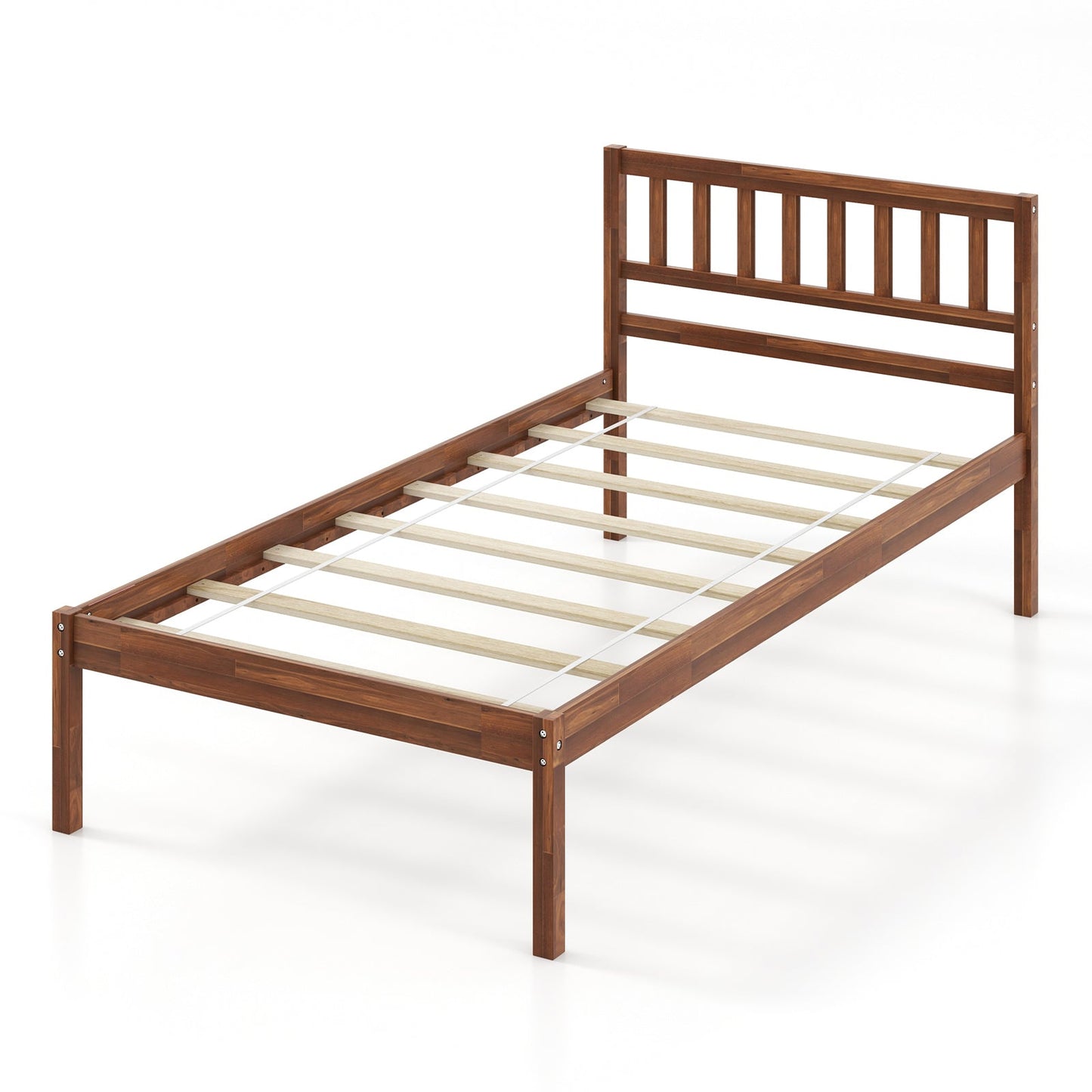 Twin/Full/Queen Size Wood Bed Frame with Headboard and Slat Support-Full Size