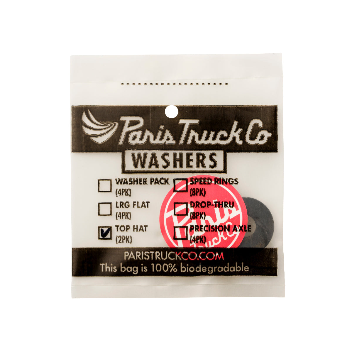 Paris Top Hat Washers 2pk accessory by Paris Truck Co in biodegradable bag on Tampa Home & Garden Store