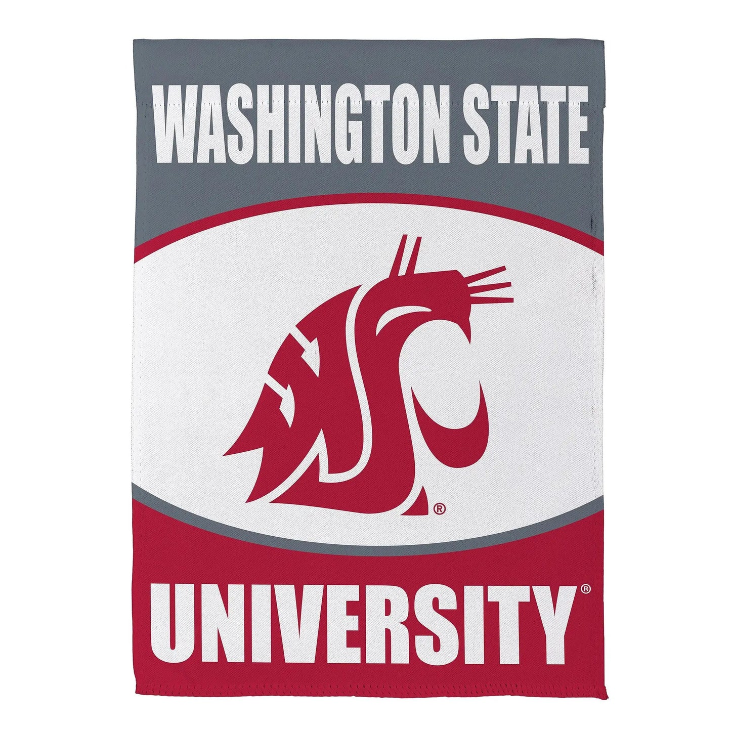 Washington State University suede flag gray field white letters red bottom on Tampa Store on Tampa Home & Garden Store