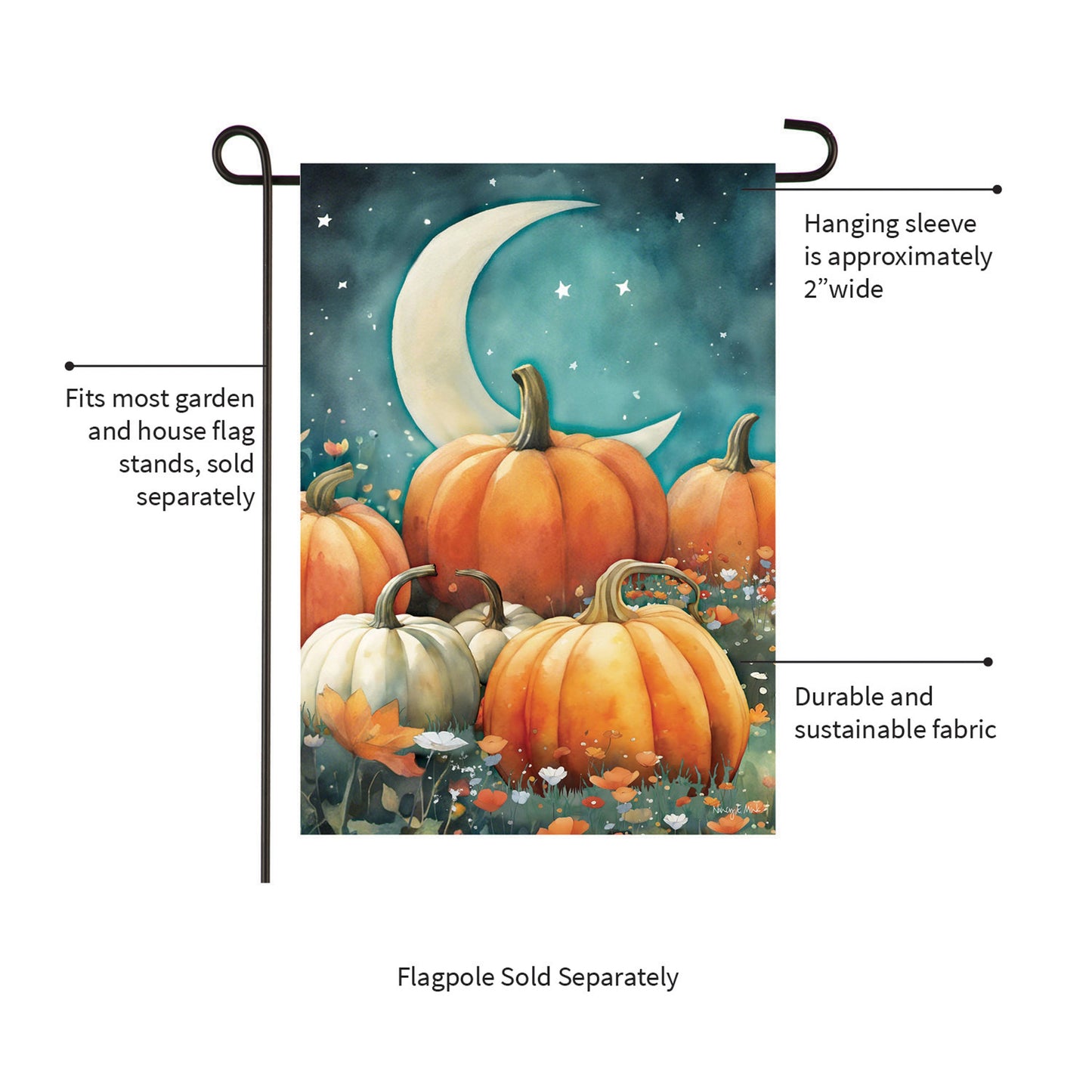 Watercolor Pumpkin Patch Suede Garden Flag - Tampa Home & Garden Store