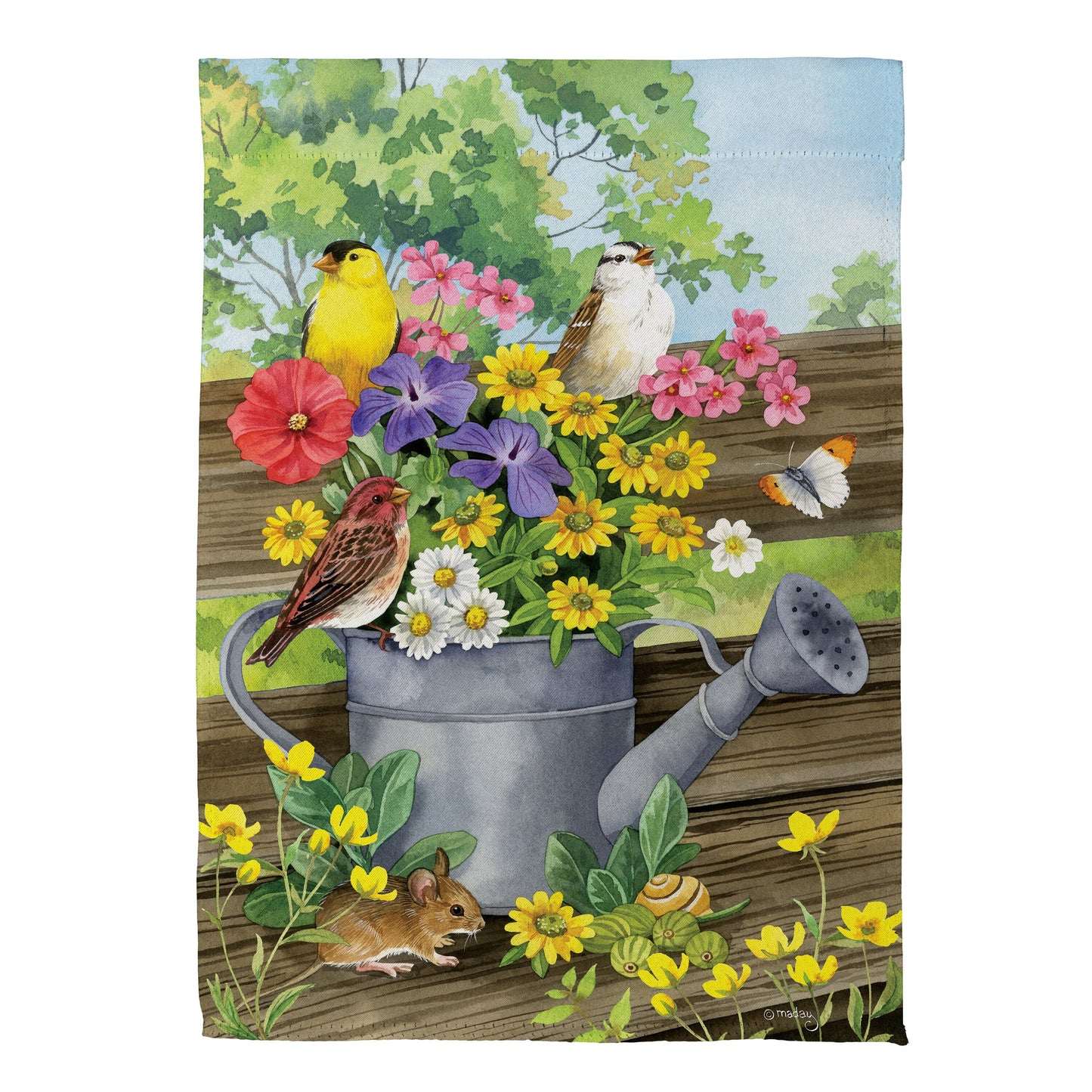 Watering Can Bunch Suede Garden Flag - Tampa Home & Garden Store