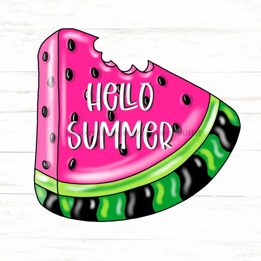 Watermelon Sign Hello Summer 22in Wood Door Hanger pink watermelon design DecoExchange on Tampa Home & Garden Store